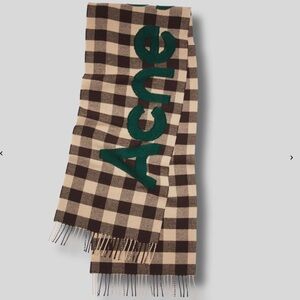 Acne Studios Checked Veda Scarf with Green Logo